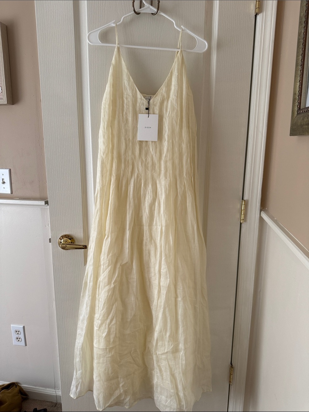 DISSH Cream V-Neck Spaghetti-Strap Maxi Dress
